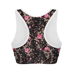 Pink Floral Flower Pattern Print Women's Sports Bra