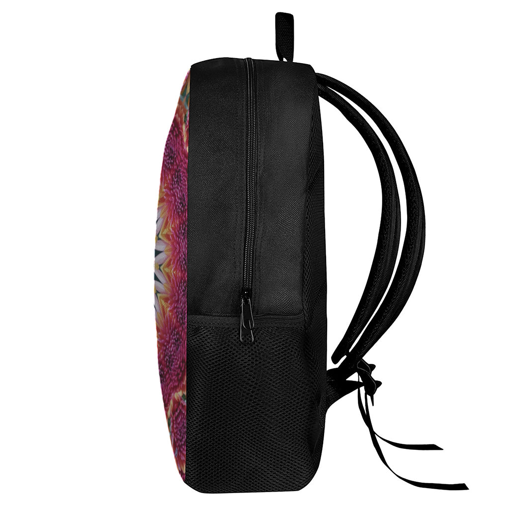 Pink Flower Kaleidoscope Print 17 Inch Backpack