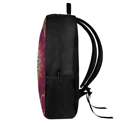 Pink Flower Kaleidoscope Print 17 Inch Backpack
