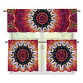 Pink Flower Kaleidoscope Print 3 Piece Kitchen Curtains