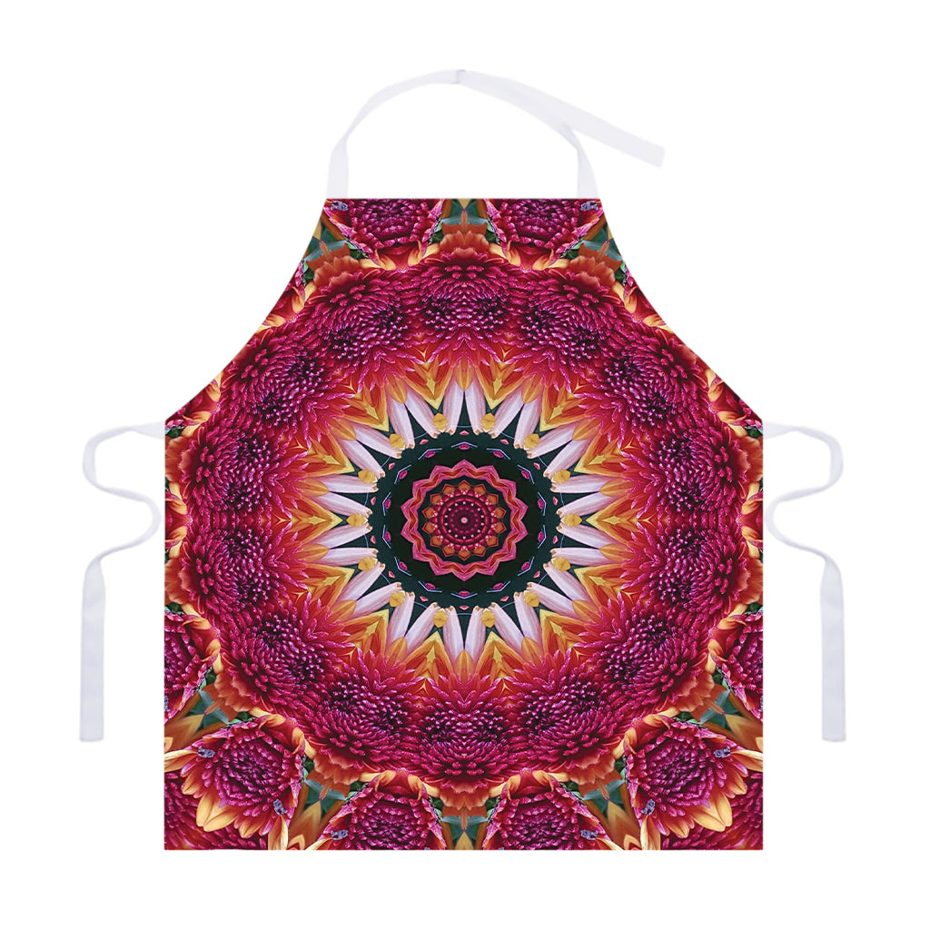 Pink Flower Kaleidoscope Print Adjustable Apron