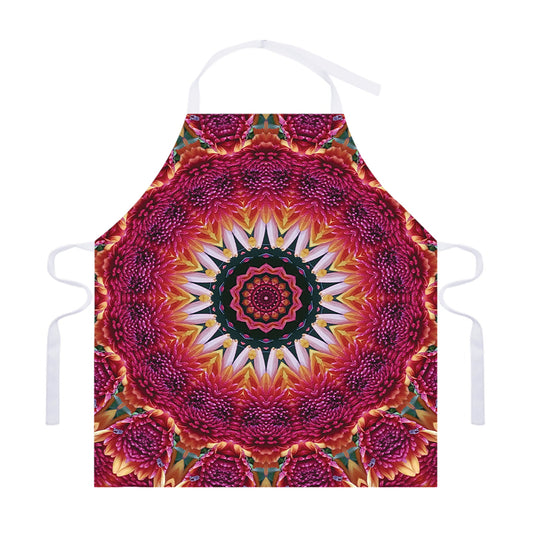 Pink Flower Kaleidoscope Print Adjustable Apron