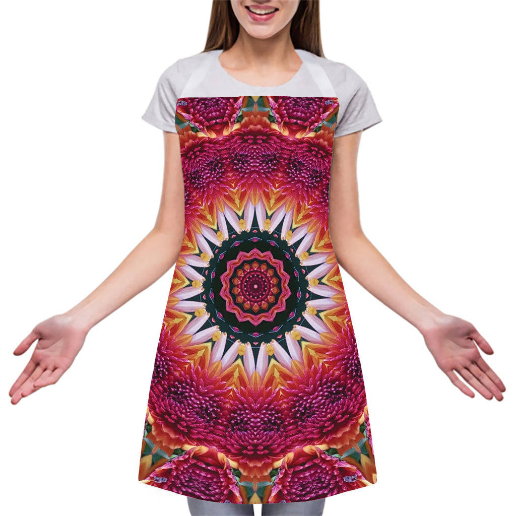 Pink Flower Kaleidoscope Print Adjustable Apron