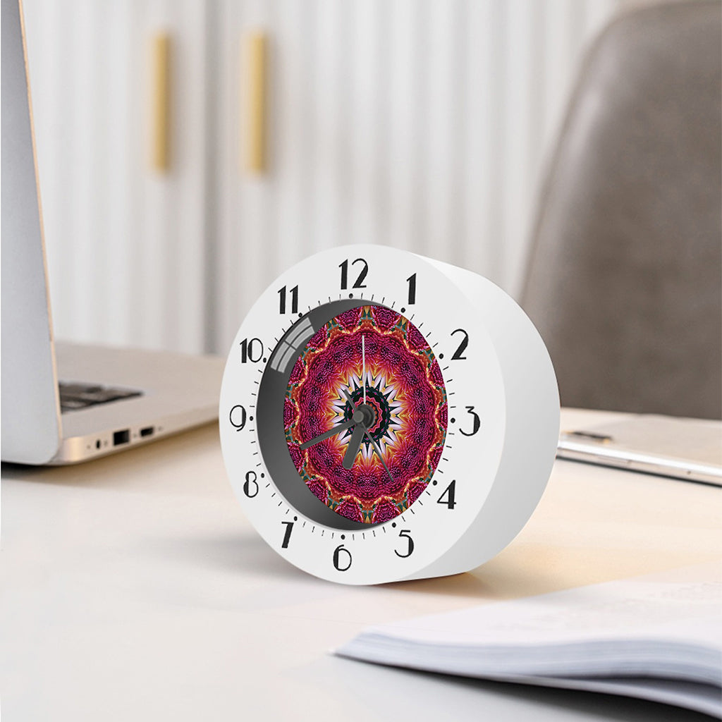 Pink Flower Kaleidoscope Print Alarm Clock