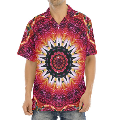 Pink Flower Kaleidoscope Print Aloha Shirt
