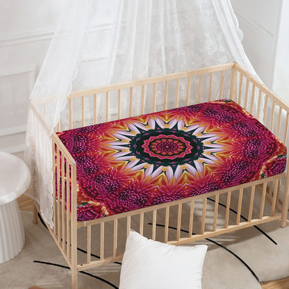 Pink Flower Kaleidoscope Print Baby Crib Sheet