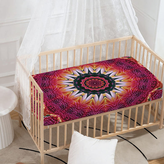 Pink Flower Kaleidoscope Print Baby Crib Sheet