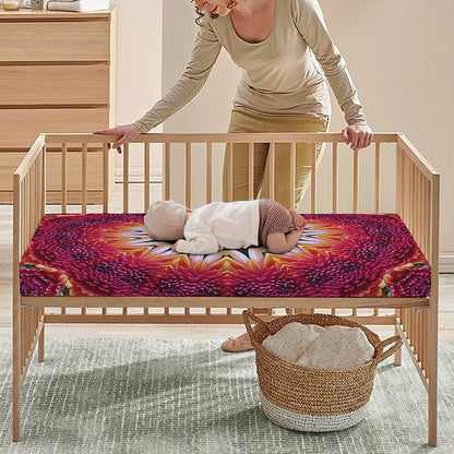 Pink Flower Kaleidoscope Print Baby Crib Sheet
