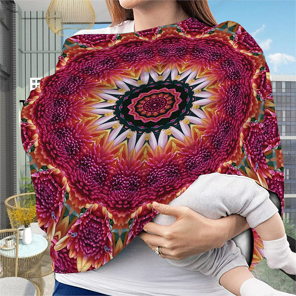 Pink Flower Kaleidoscope Print Baby Seat Cover