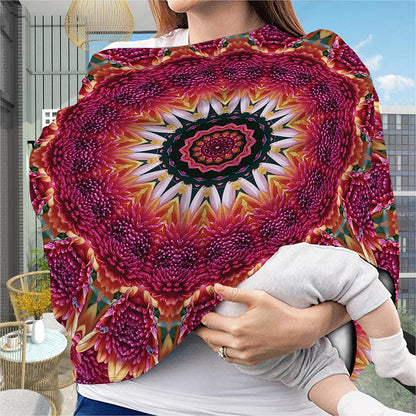 Pink Flower Kaleidoscope Print Baby Seat Cover