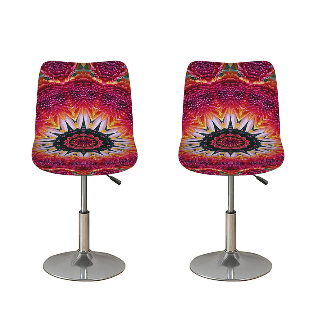Pink Flower Kaleidoscope Print Bar Stool Covers