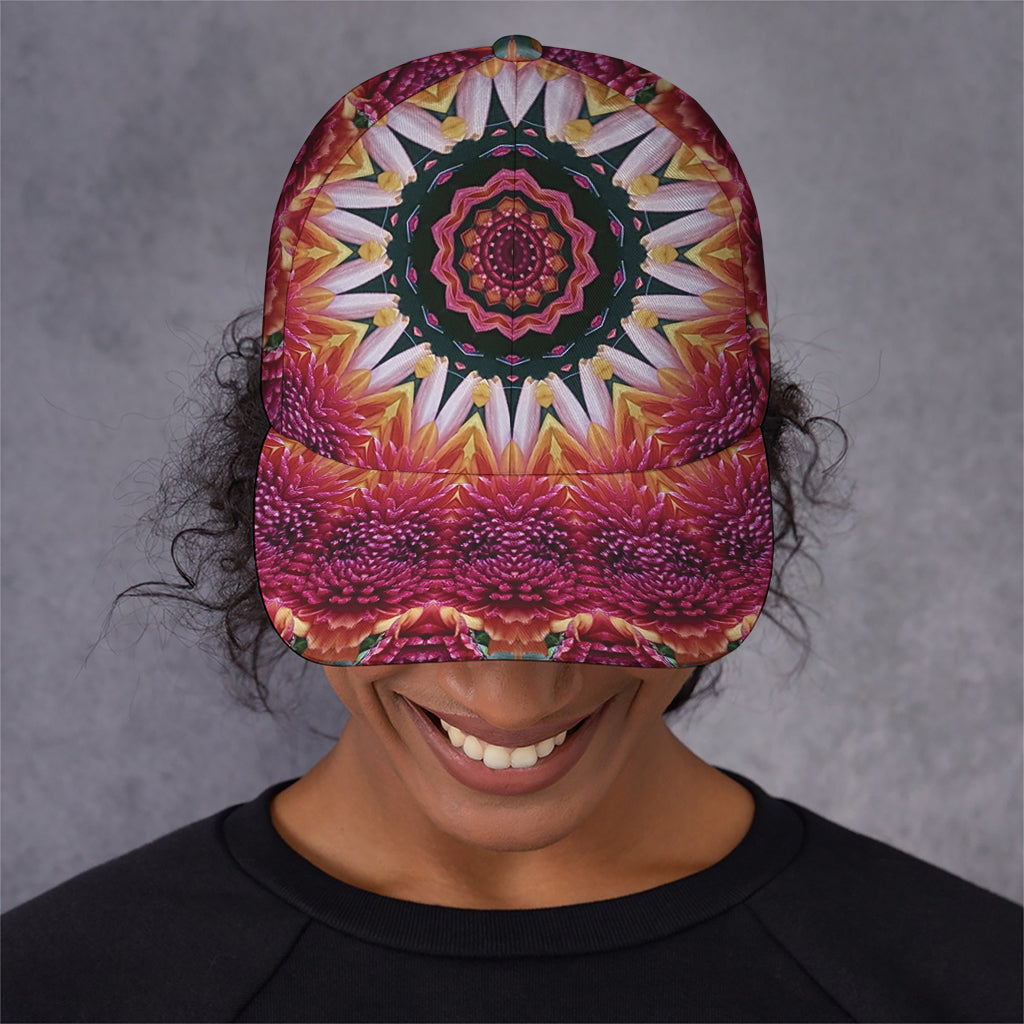 Pink Flower Kaleidoscope Print Baseball Cap