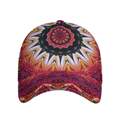 Pink Flower Kaleidoscope Print Baseball Cap
