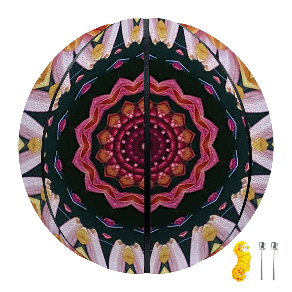 Pink Flower Kaleidoscope Print Basketball
