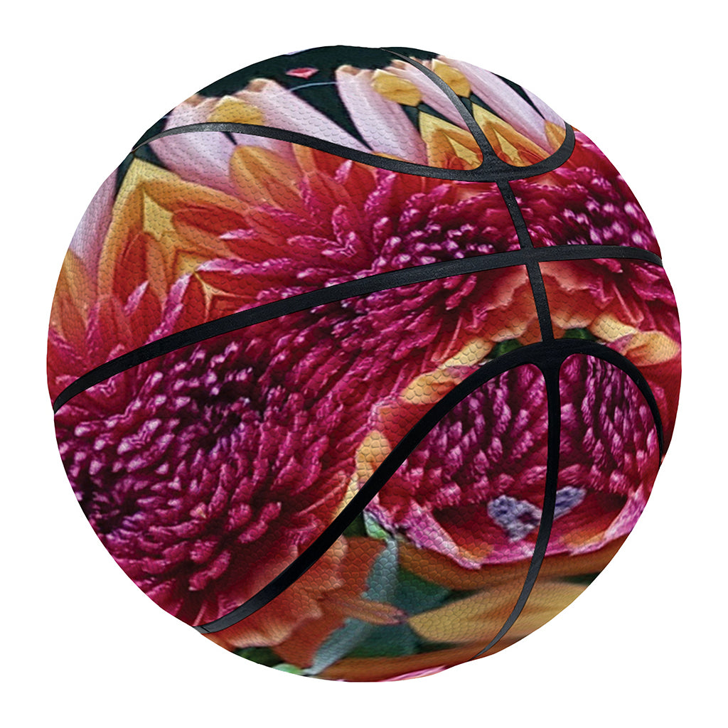Pink Flower Kaleidoscope Print Basketball