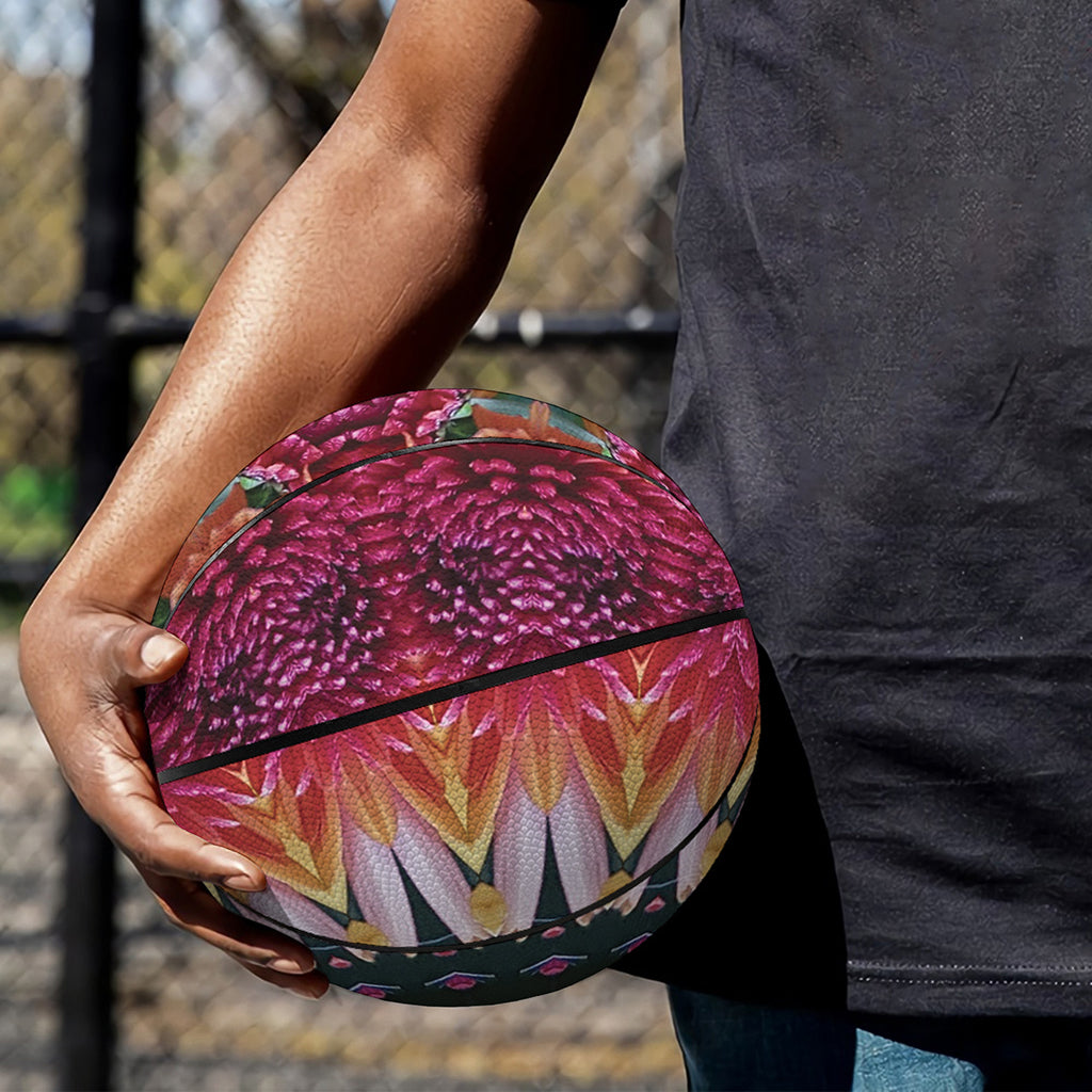 Pink Flower Kaleidoscope Print Basketball