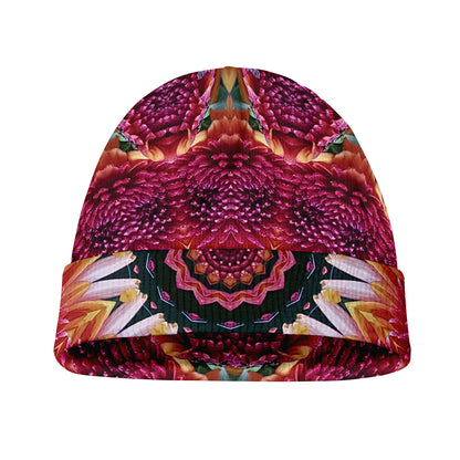 Pink Flower Kaleidoscope Print Beanie