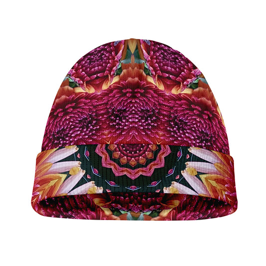 Pink Flower Kaleidoscope Print Beanie