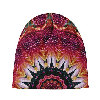 Pink Flower Kaleidoscope Print Beanie