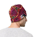 Pink Flower Kaleidoscope Print Beanie