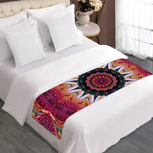 Pink Flower Kaleidoscope Print Bed Runner