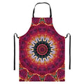 Pink Flower Kaleidoscope Print Bib Apron With Pocket