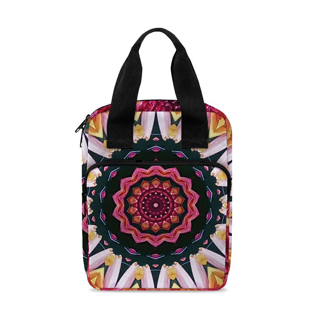 Pink Flower Kaleidoscope Print Bible Tote Bag