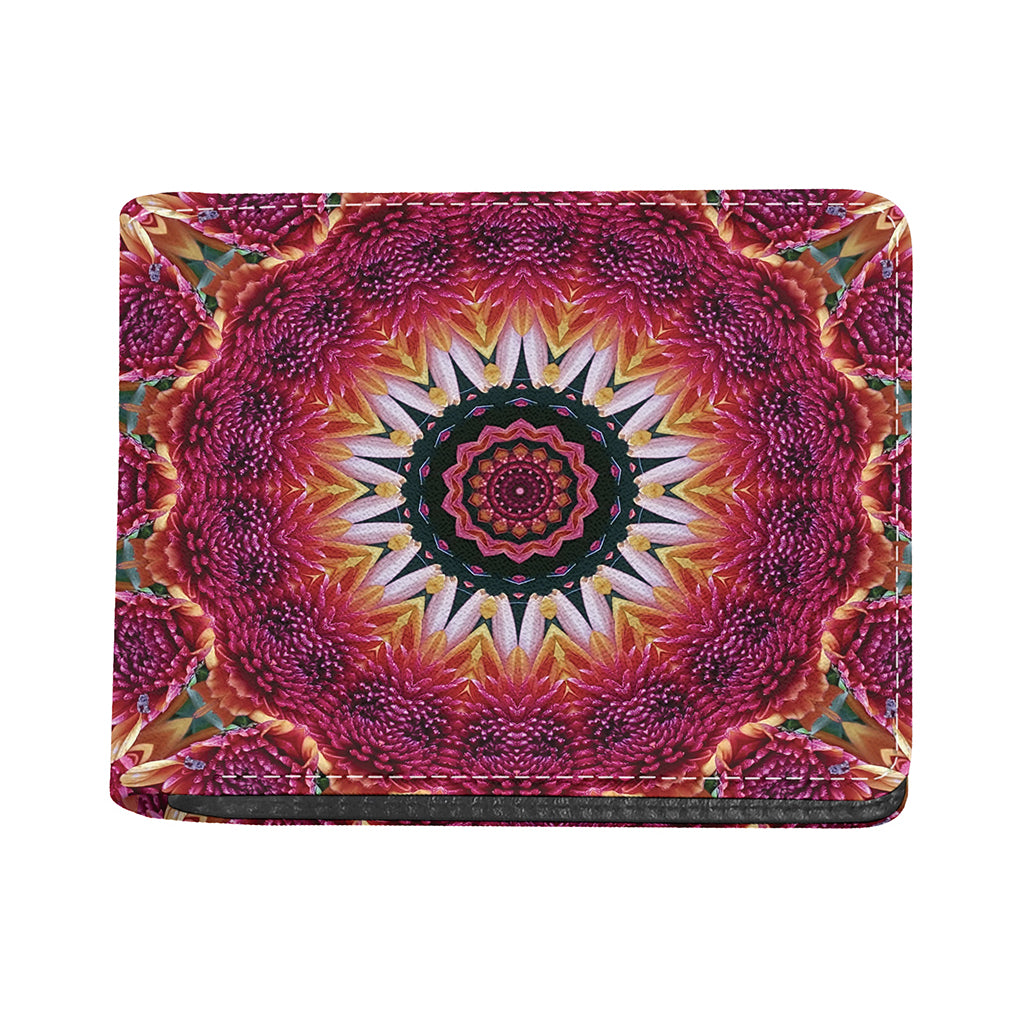 Pink Flower Kaleidoscope Print Bifold Wallet
