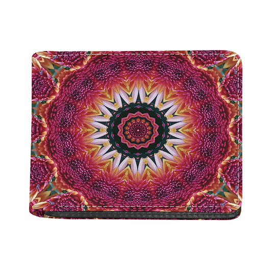 Pink Flower Kaleidoscope Print Bifold Wallet