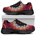 Pink Flower Kaleidoscope Print Black Chunky Shoes