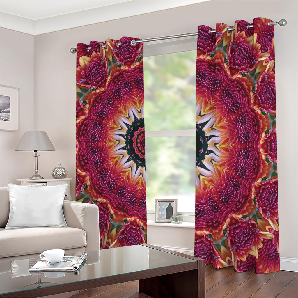 Pink Flower Kaleidoscope Print Blackout Grommet Curtains