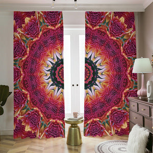 Pink Flower Kaleidoscope Print Blackout Pencil Pleat Curtains