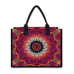 Pink Flower Kaleidoscope Print Canvas Tote Bag