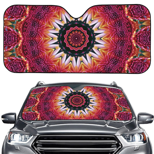 Pink Flower Kaleidoscope Print Car Windshield Sun Shade