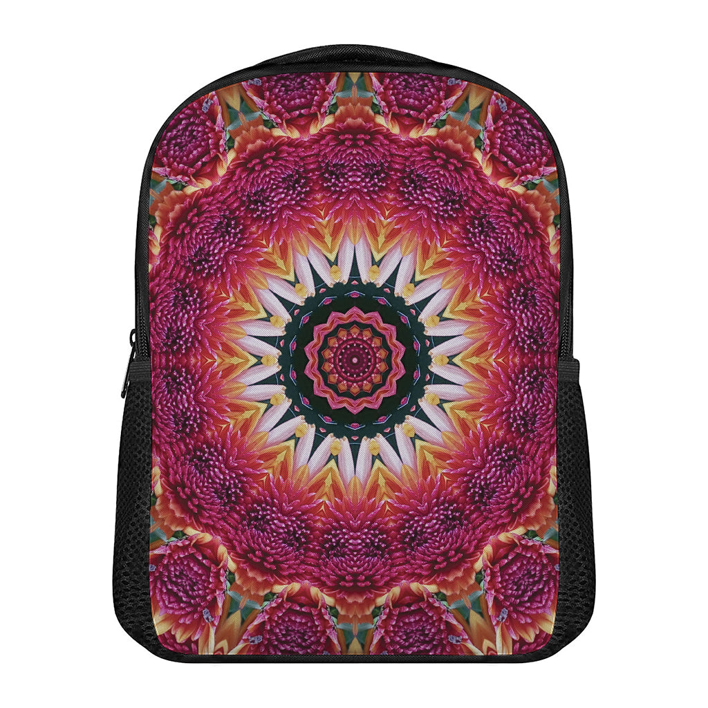 Pink Flower Kaleidoscope Print Casual Backpack