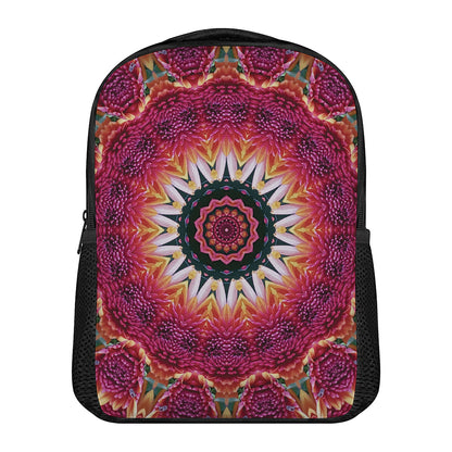 Pink Flower Kaleidoscope Print Casual Backpack