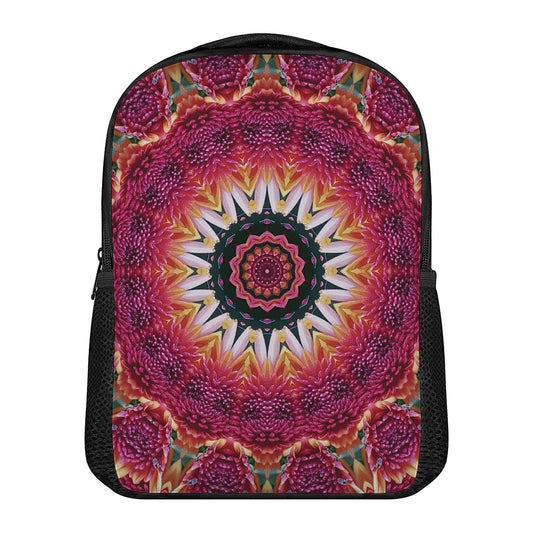 Pink Flower Kaleidoscope Print Casual Backpack