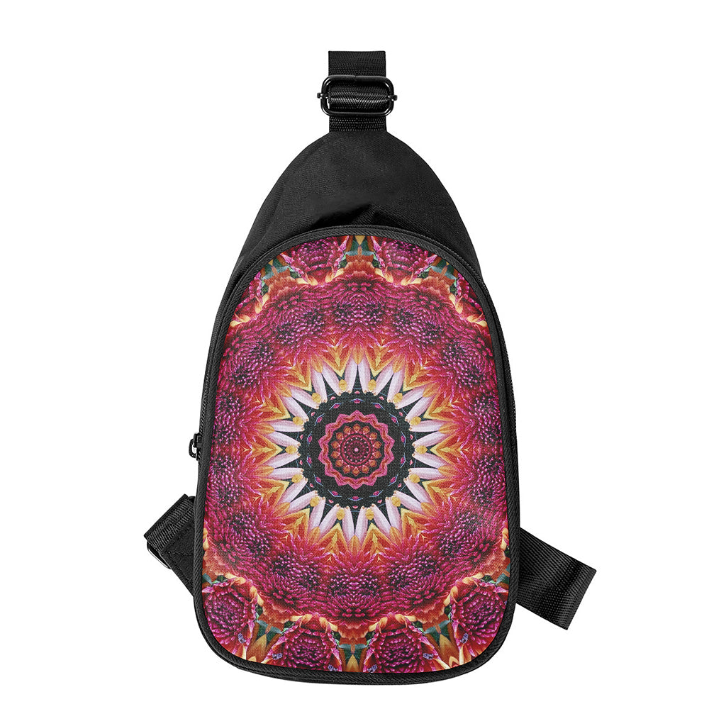 Pink Flower Kaleidoscope Print Chest Bag