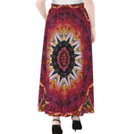 Pink Flower Kaleidoscope Print Chiffon Maxi Skirt