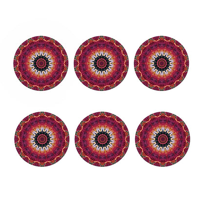 Pink Flower Kaleidoscope Print Coaster Set