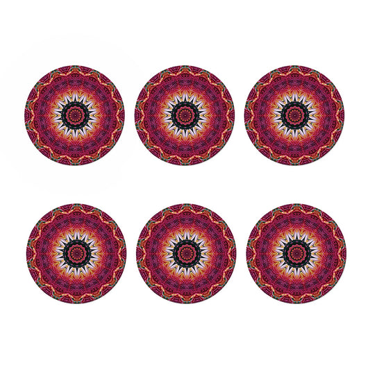 Pink Flower Kaleidoscope Print Coaster Set