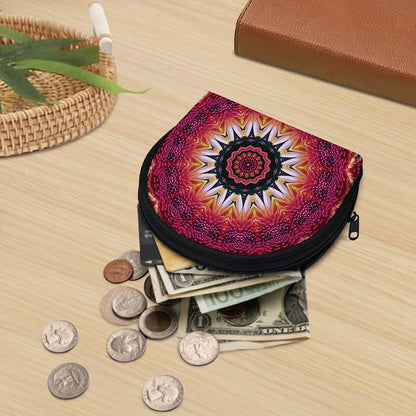 Pink Flower Kaleidoscope Print Coin Purse
