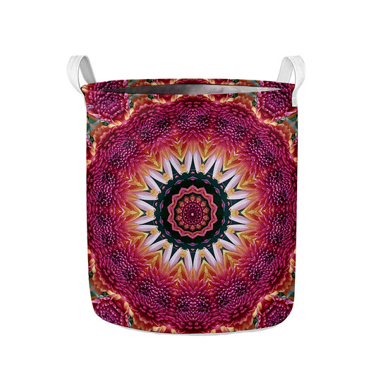 Pink Flower Kaleidoscope Print Collapsible Laundry Basket