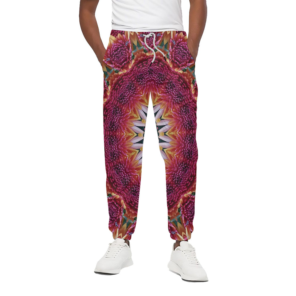 Pink Flower Kaleidoscope Print Cotton Pants