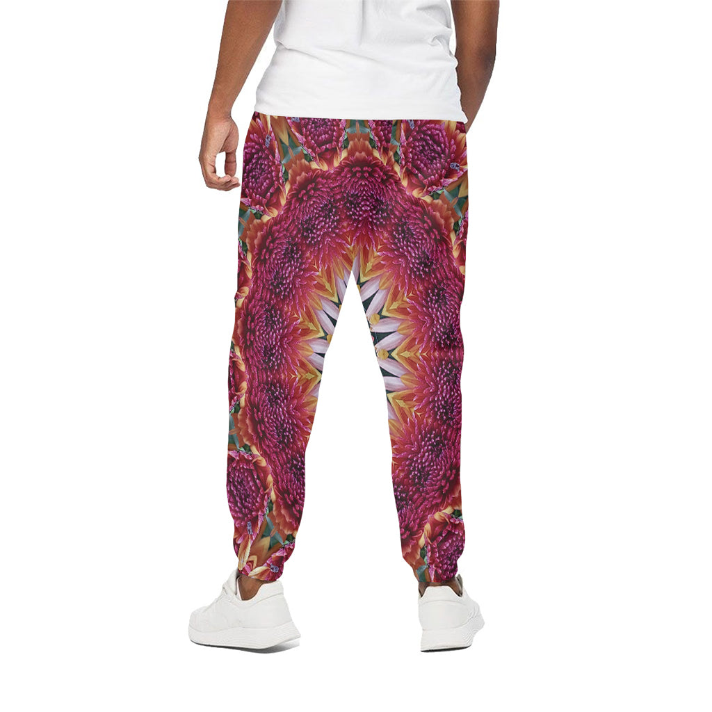 Pink Flower Kaleidoscope Print Cotton Pants