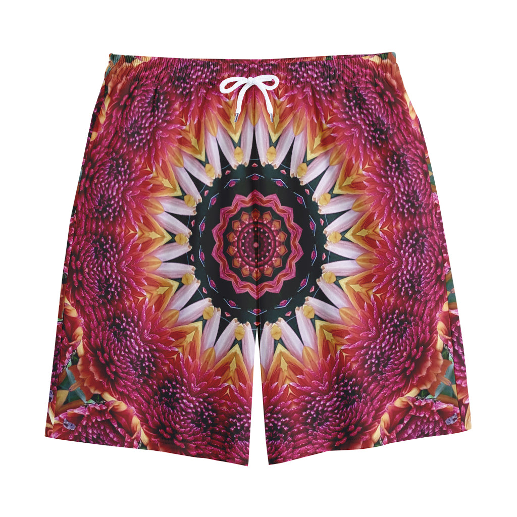 Pink Flower Kaleidoscope Print Cotton Shorts