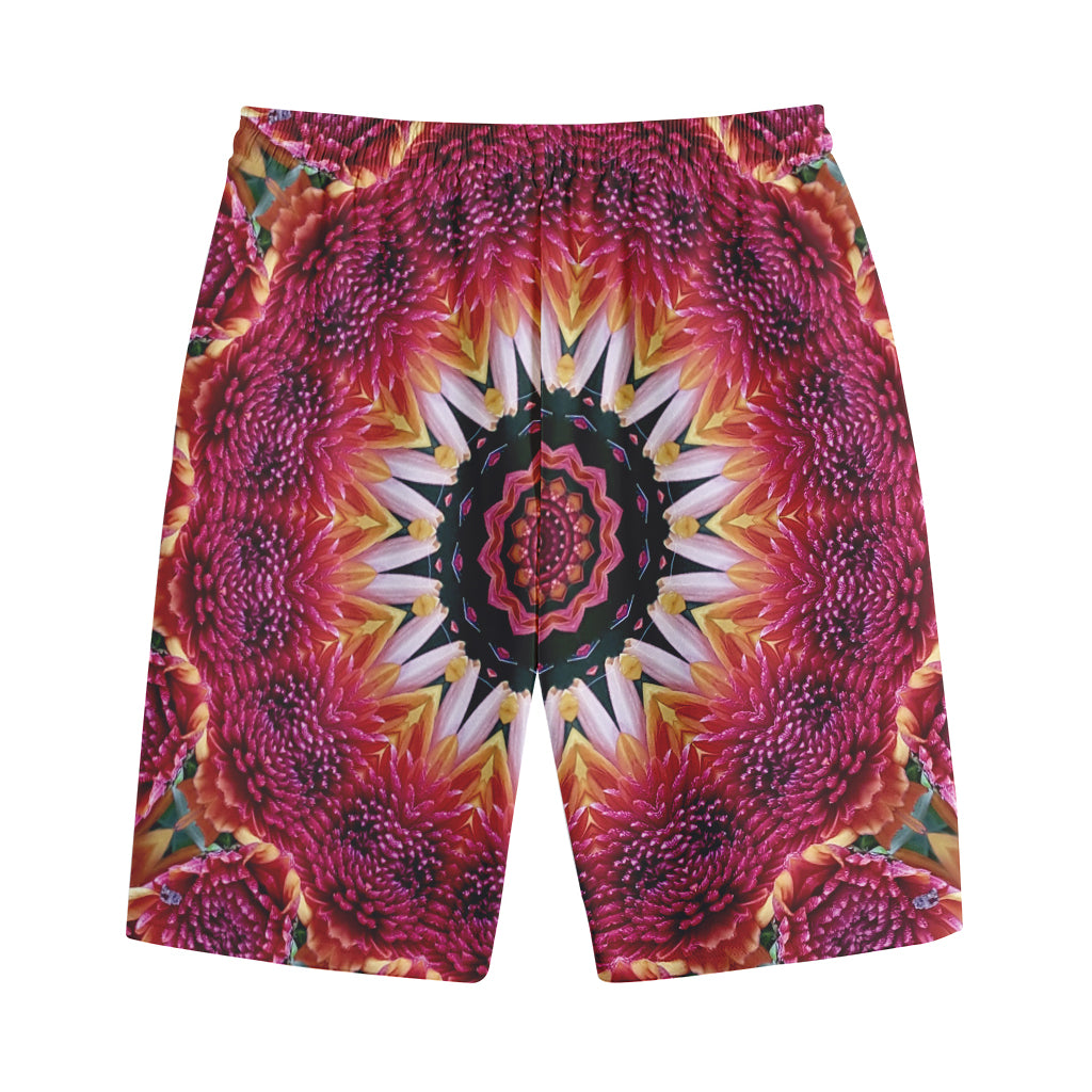 Pink Flower Kaleidoscope Print Cotton Shorts