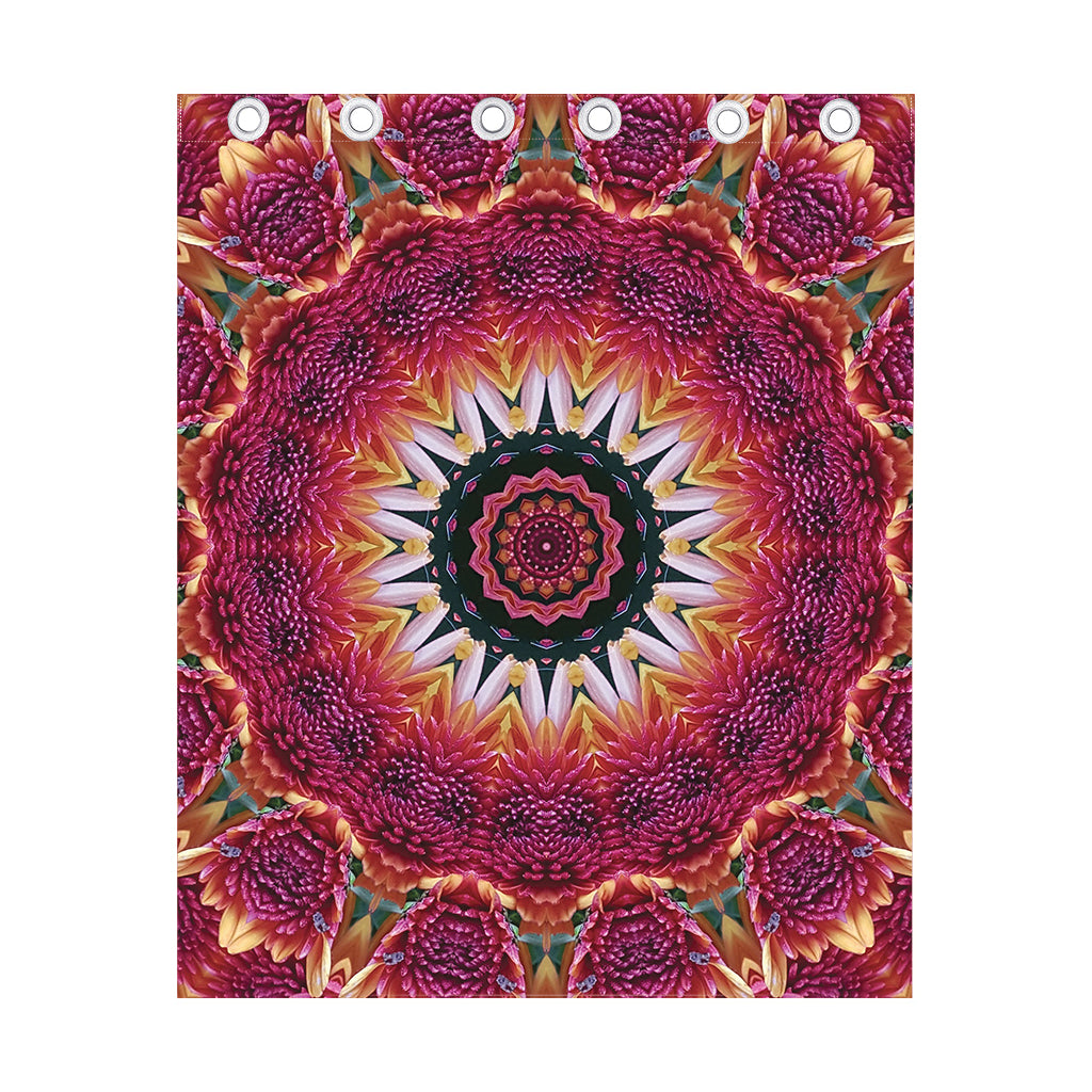 Pink Flower Kaleidoscope Print Curtain