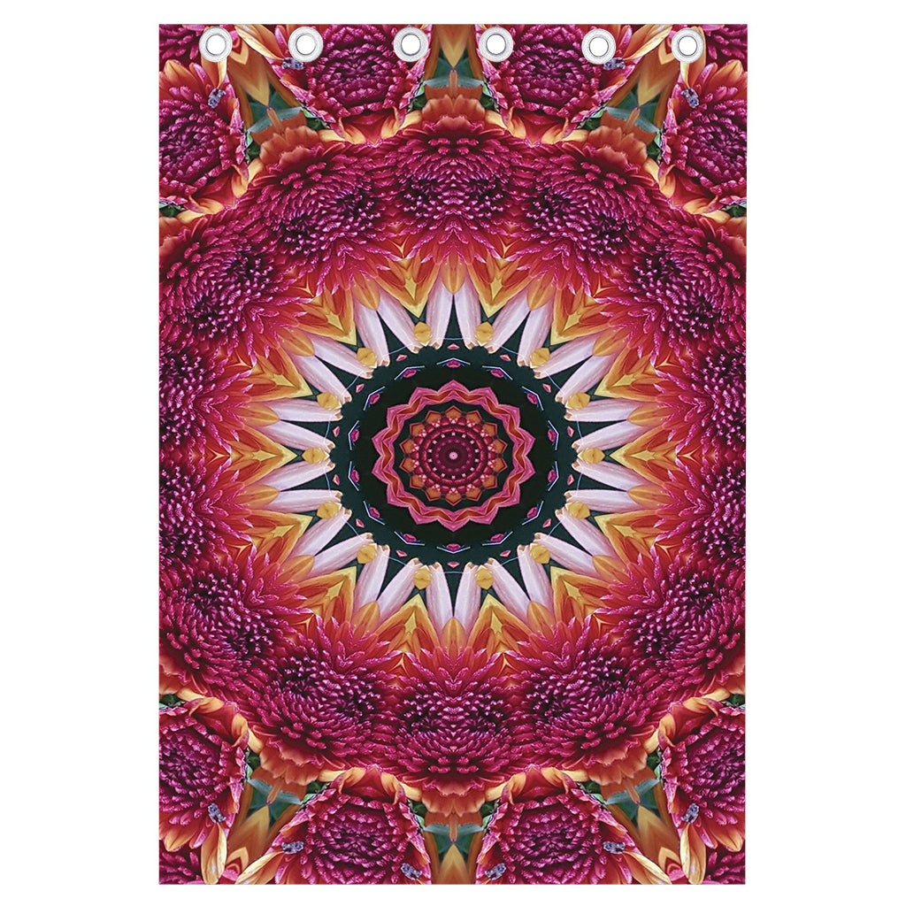 Pink Flower Kaleidoscope Print Curtain