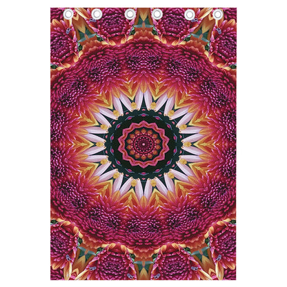 Pink Flower Kaleidoscope Print Curtain